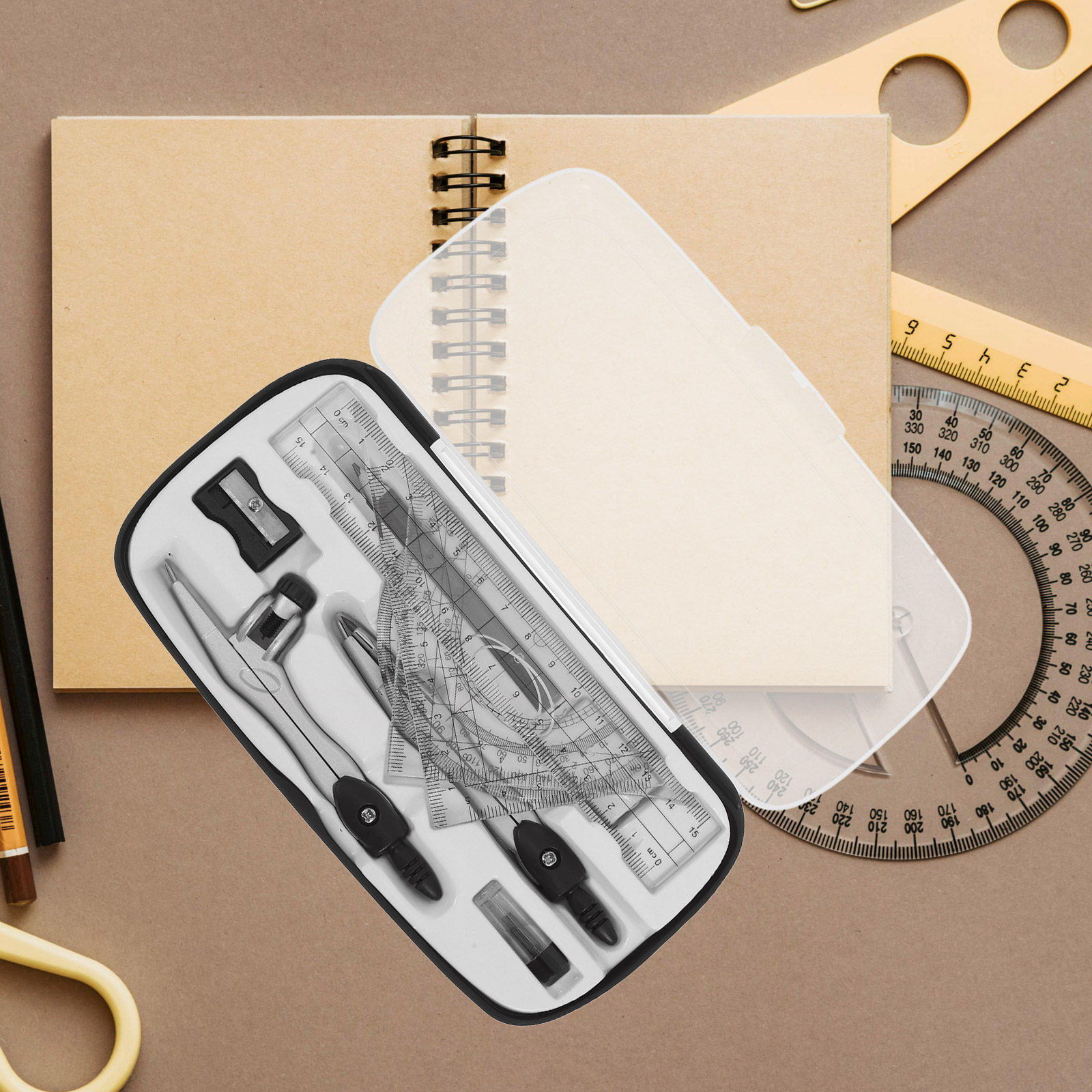 1SET Geometry Protractor Ruler - огляд і ціна Compass Geometry Set