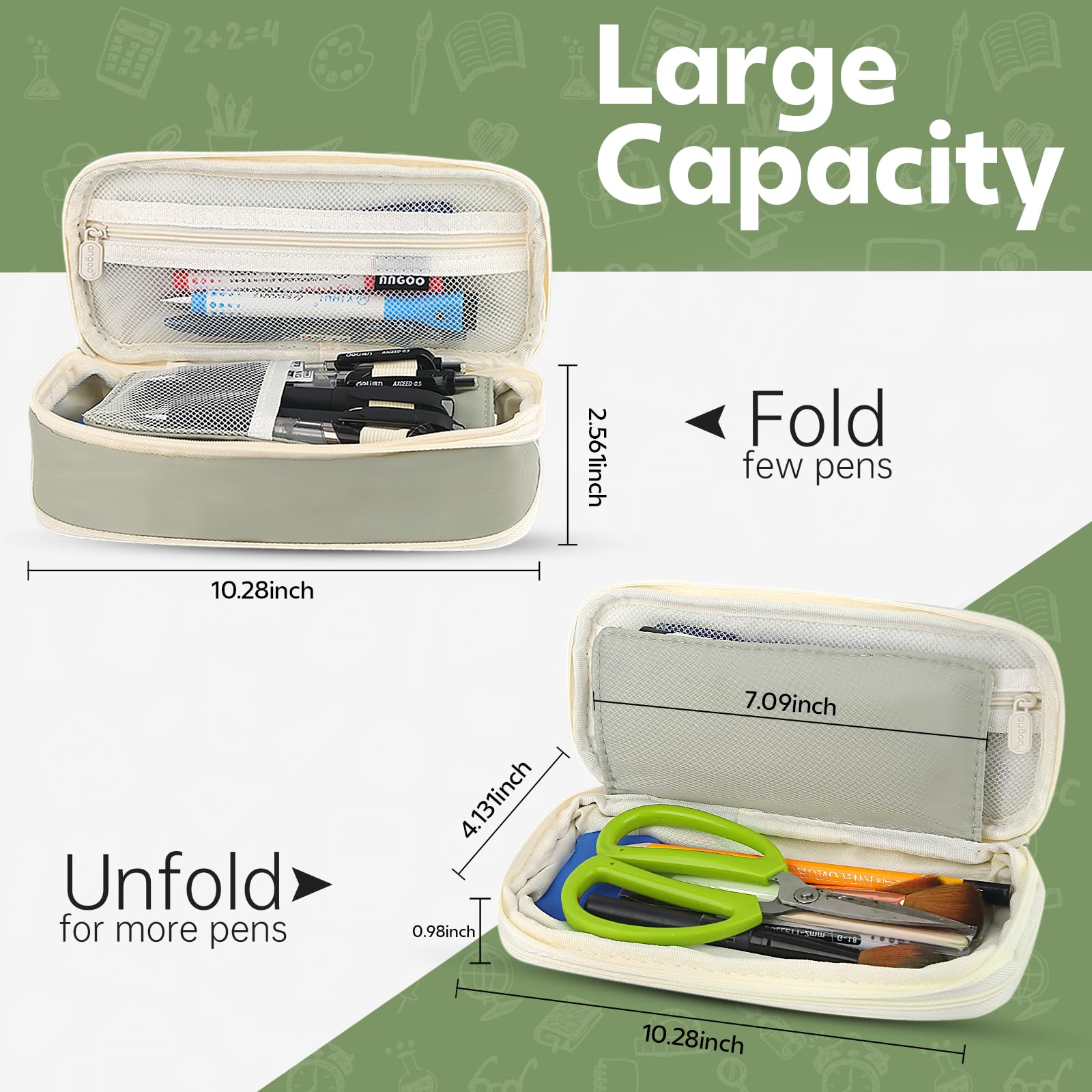 Large-capacity Green Pencil Ca - огляд і ціна Ideal Stationery & Office Supply